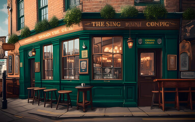 illustration of irish pub