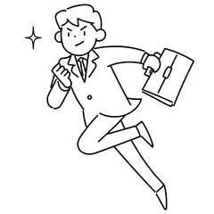 やる気満々の表情で走るビジネスマン