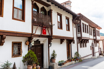 Fototapeta na wymiar Traditional old houses in Goynuk District of Bolu, Turkey. Beautiful historical houses.
