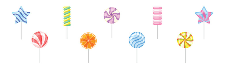 Different Lollipop and Candy of Various Taste and Flavor Vector Set