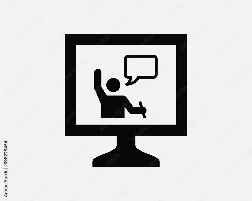 Poster online learning icon. computer internet digital virtual study student learn ask question icon sign s