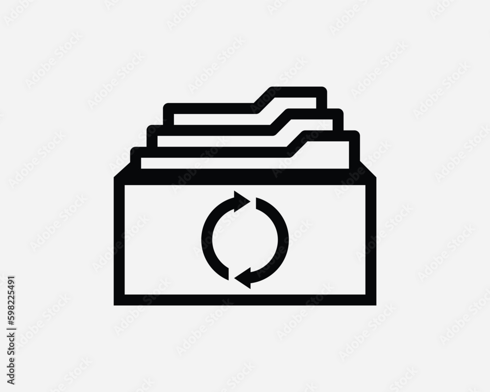Poster reuse document folder line icon. office business archive storage symbol. directory portfolio binder 