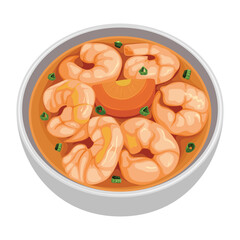 Shrimp Soup Asian Food Vector Illustration Shrimps