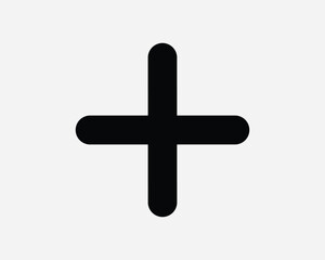 Cross Sign Plus Add Addition Math Mathematics Additional Black and White Line Icon Symbol Vector Artwork Clipart Illustration