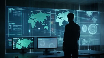 Businessman analyst working with digital finance business data graph showing technology of investment strategy for perceptive financial business decision. graph on monitor, Generative AI
