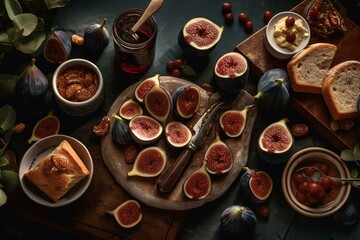 A sweet spread made with fresh figs mixed with jam. Generative AI