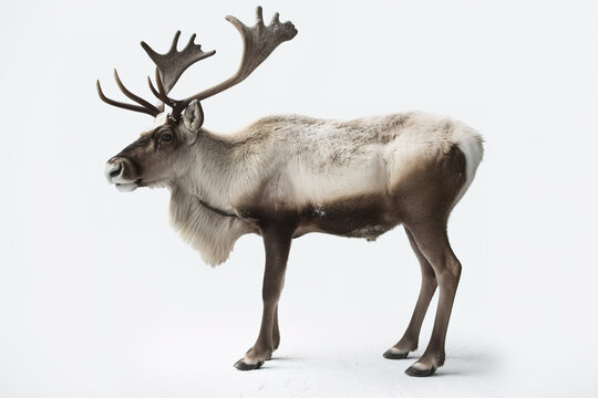 Image of a deer moose on white background. Wildlife Animals. Illustration, generative AI.