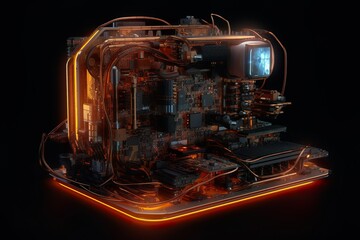 technology background with futuristic motherboard generative ai