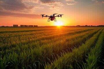 Fototapeta premium Agriculture robotic smart farm technology with smart agriculture farming concept Generative AI