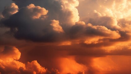 Fototapeta premium Cloudy sky illuminated by orange and white light