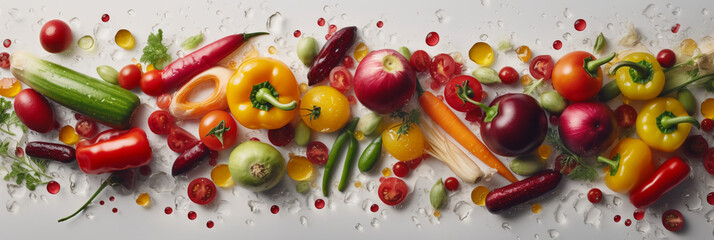 A image of Fresh vegetables mix seamless background. AI generative