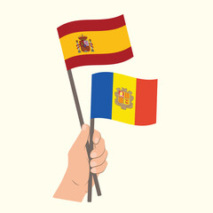 Flags of Spain and Andorra, Hand Holding flags