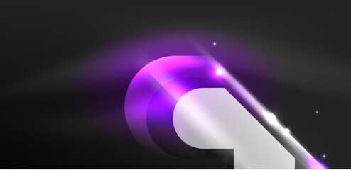 Abstract background glowing neon light geometric shapes. Space cosmic or magic energy vector wallpaper For Wallpaper, Banner, Background, Card, Book Illustration, landing page