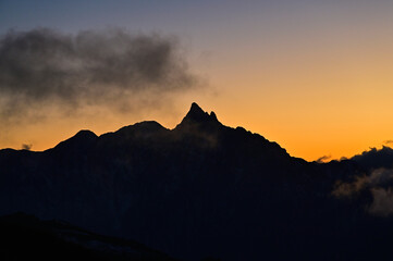 10月夕方の槍ヶ岳