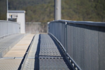 Metal Bridge Walkway with Straight Line Steel Fencing Textures