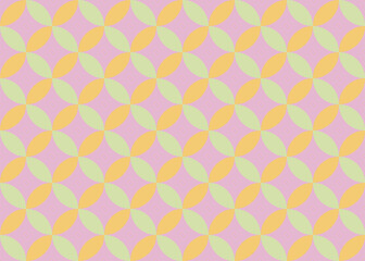 日本の伝統模様(円をつなげた七宝つなぎ)　シームレス背景イラスト
