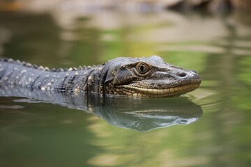 Fototapeta premium Monitor lizard swimming in wate