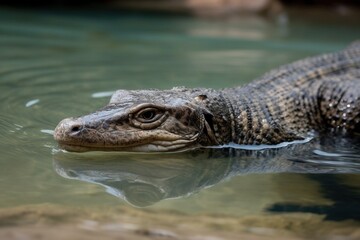 Obraz premium Monitor lizard swimming in wate
