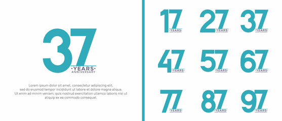 set of anniversary logo style blue color on white background for special moment