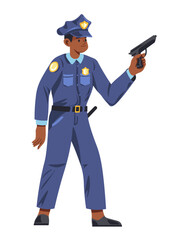 Detective or officer with gun, policeman at work