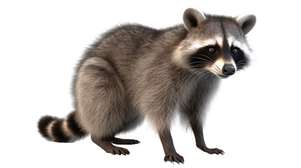 Racoon isolated on transparent background created with generative AI technology
