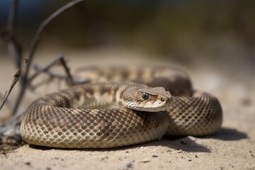 Obraz premium Rattlesnake coiled and ready to strik