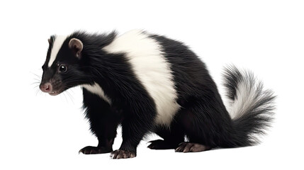 Skunk isolated on transparent background created with generative AI technology