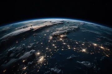 Fototapeta na wymiar A glimpse of earth from space. Generative AI