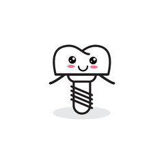 Dental implant. Cute implant vector character