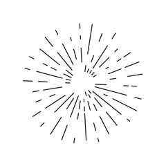 Obraz premium Doodle sunburst icon. Sketch style shine ray starburst vector illustration 