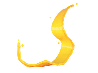 Closeup Orange juice splash isolated on white background. 3D Rendering. PNG files.	
