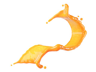 Orange juice splash isolated on white background. 3D Rendering.  PNG files.
