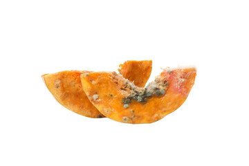 Pumpkin with mold, isolated on white background