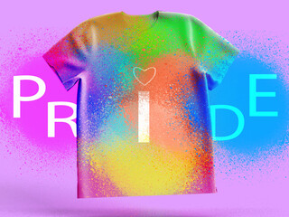 shirt pride red orange yellow green blue purple violet colorful rainbow brush splash water...