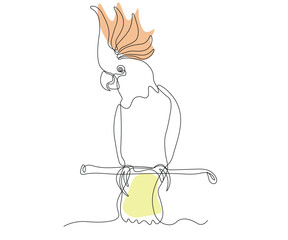 abstract parrot with a tuft, cockatoo Continuous One Line Drawing © YuliaBulgakova