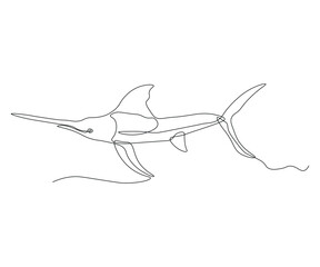 abstract Predatory Fish, shark, swordfish Continuous One Line Drawing