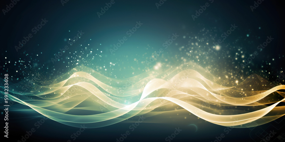Wall mural Modern wavy lines abstract background. Wavy background in many colors. Can be used as wallpaper, background or web interface in 3D design. Abstract beautiful waves background AI generated illustration - Wall murals