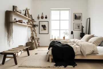 Simplicity and Serenity in Scandinavian Style Bedroom - Generative AI