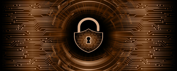 Closed Padlock on digital background, cyber security