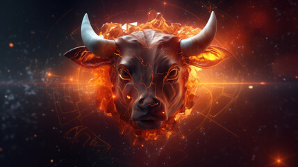 Fiery Bull head, bull market crypto supercycle