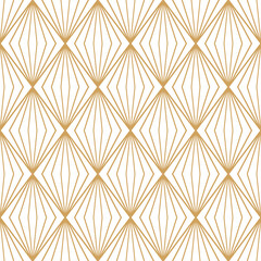 Art deco pattern with subtle gold line and geometric shape, ornamental repeat tile, luxury digital paper in vintage style isolated on transparent background, cut out, png, illustration.