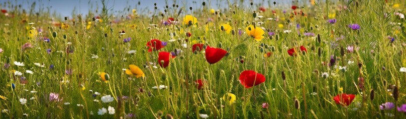 Fototapeta premium Illustration of a flower meadow in spring.