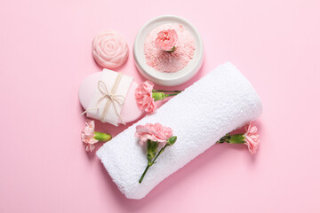 Concept of bath and skin care accessories - soap