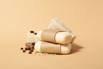 Concept of bath and skin care accessories - soap