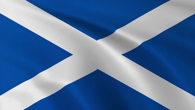 Scottish flag waving in the wind. Scotland flag video.