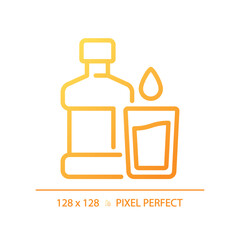 Water pixel perfect gradient linear vector icon. Cold drink. Healthy habit. Beverage industry. Liquid refreshment. Thin line color symbol. Modern style pictogram. Vector isolated outline drawing