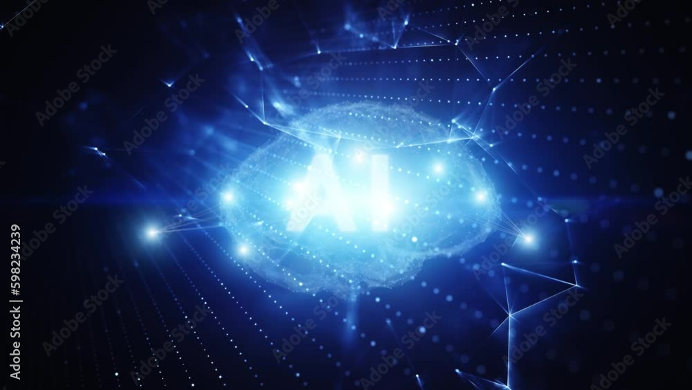 Poster digital human brain in a futuristic ai environment. concept artificial intelligence learning machine