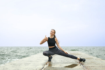 Sport outdoor with young woman, concept of health and body care