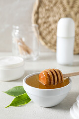 Concept of face and skin care supplies - Honey cosmetic
