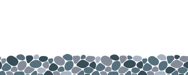 Pebble seamless pattern vector illustration. Cute summer repeated background. Paving, shingle beaches template wallpaper for interior designs, beauty, wrapping paper. Doodle sea stones backdrop.